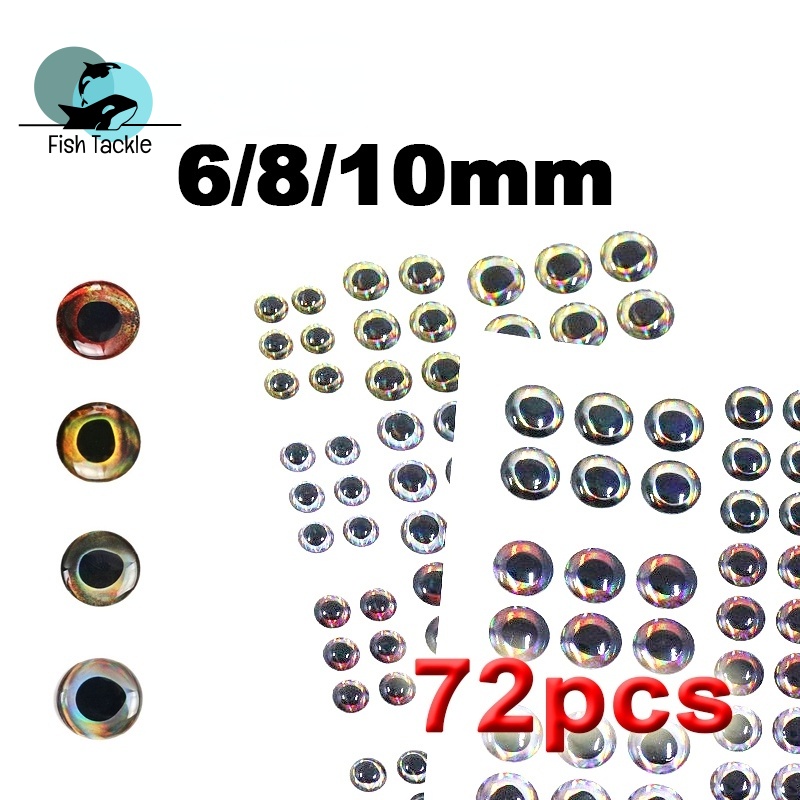 Set 72 Mắt Cá 3D 6mm 8mm 10mm Chất Lượng Cao