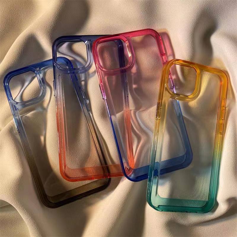 Ốp Điện Thoại acrylic Trong Suốt Chống Sốc Màu Gradient Cho iphone 11 pro max 12 13 pro max X / Xs max XR