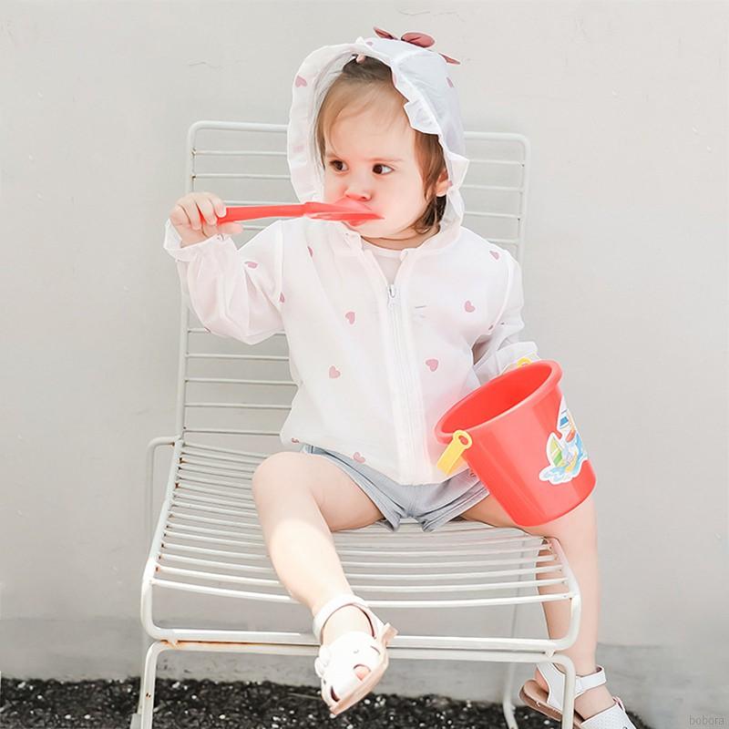 Áo Khoác Chống Nắng In Hình Trái Tim Dễ Thương Dành Cho Bé Gái Từ 6 Tháng Tuổi - 3 Tuổi