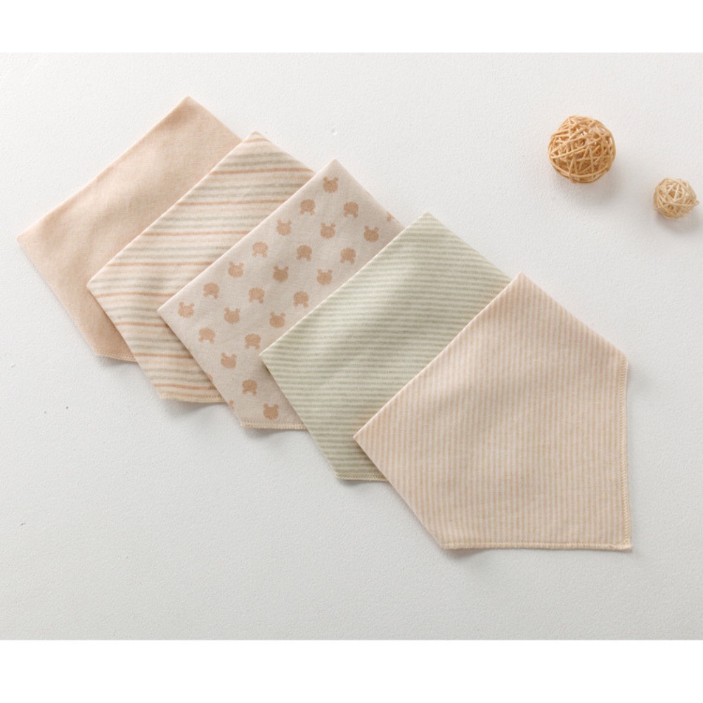[CAO CẤP]Khăn yếm tam giác cotton hữu cơ tự nhiên 100% an toàn cho bé thấm hút tốt, yếm dãi 2 cúc bấm