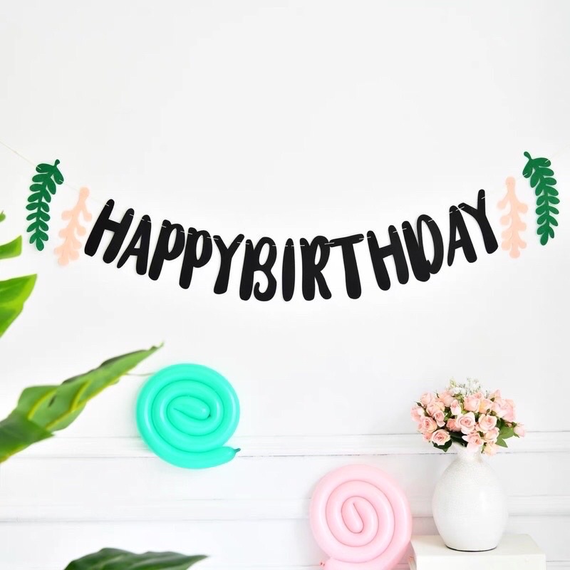 Dây Happy Birthday chất vải dạ trang trí sinh nhật Hàn Quốc