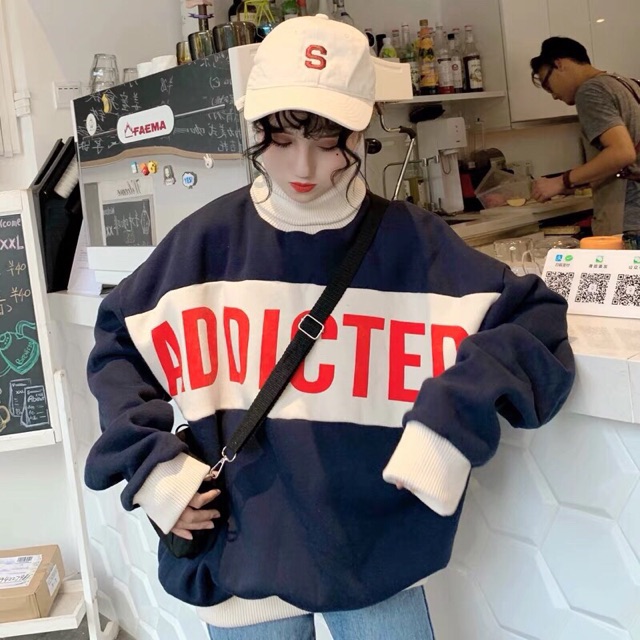 Áo sweater thun nỉ cotton nam nữ unisex ulzzang cao cổ lọ