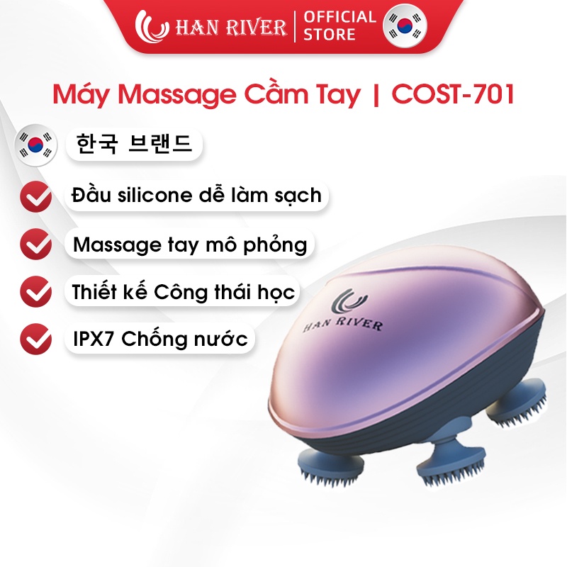 Han River Máy Massage Cầm Tay Cổ Vai Gáy | Thiết Kế Công Thái Học | Massage Tay Mô Phỏng | IPX7 Chống Nước (hồng)