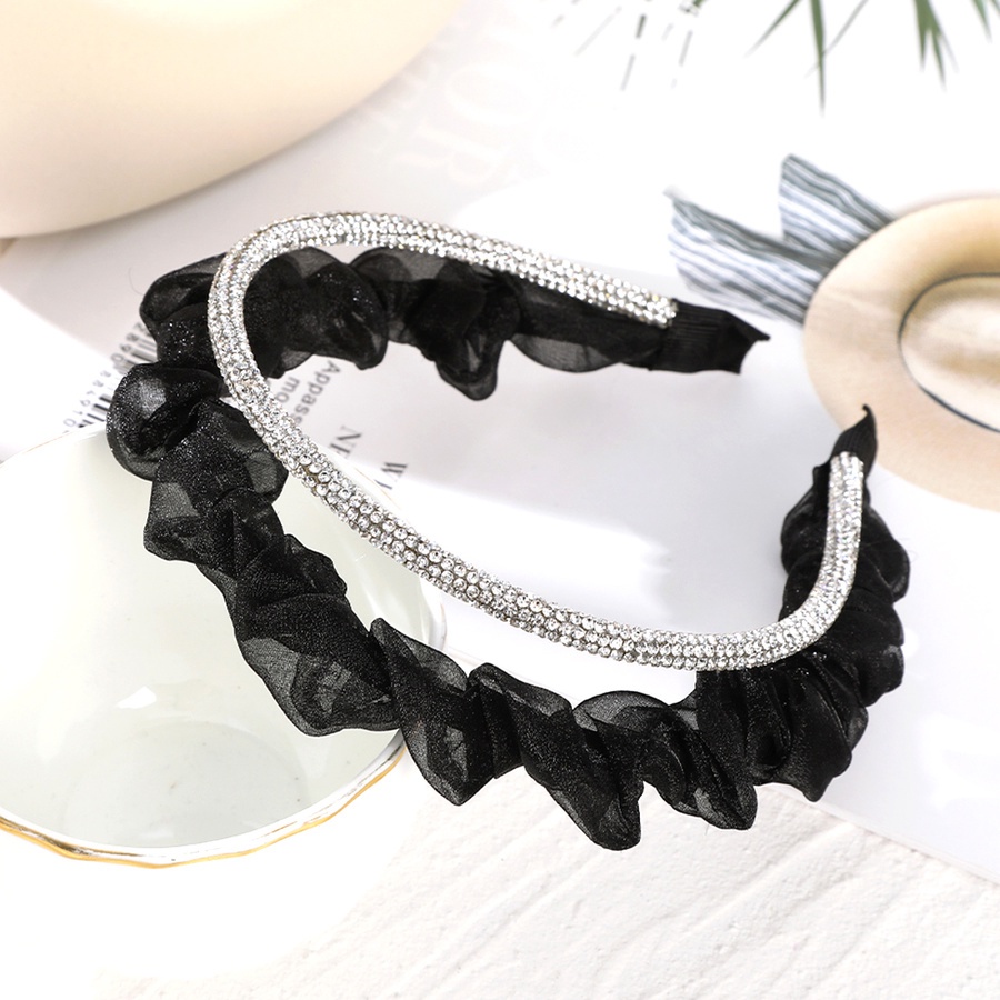 Băng Đô Cài Tóc Lưới Đính Đá &amp; Ngọc Trai Thanh Lịch Thời Trang Hàn Quốc