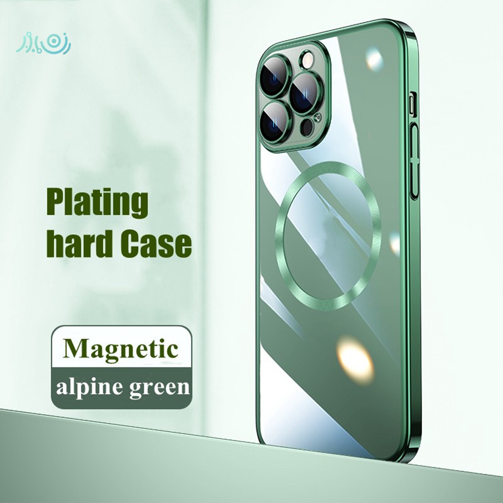 Ốp Điện Thoại Nam Châm Trong Suốt Mạ Viền Sang Trọng Bảo Vệ Ống Kính Sạc Không Dây Cho iPhone 13 12 Pro Max