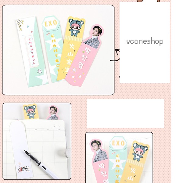 Bookmark bts jungkook exo tfboys đánh dấu trang chibi in hình nhóm nhạc ídol