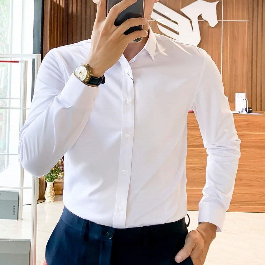 Áo sơ mi dài tay MOKI cổ bẻ phong cách thời trang không xù không nhăn | BigBuy360 - bigbuy360.vn