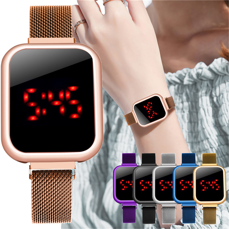 Đồng hồ đeo tay màn hình LED kỹ thuật số dây đeo nam châm thời trang thể thao dành cho bạn nữ | BigBuy360 - bigbuy360.vn