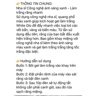 🌟 Bộ làm trắng răng White Glo White Accelerator Blue Light Teeth Whitening System