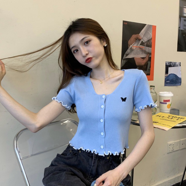 Áo len tăm tay lỡ cao cấp, Áo dệt kim ngắn tay nữ phong cách ulzzang Hàn Quốc C33 - Maoshop | BigBuy360 - bigbuy360.vn