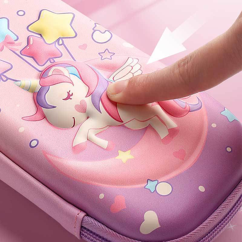 Hộp đựng bút chì cho trẻ em cô gái unicorn 3d hộp văn phòng phẩm học sinh tiểu học hộp bút chì túi văn phòng phẩm