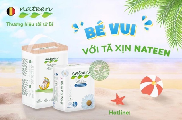 ⚡QUÀ HẤP DẪN⚡ Bỉm NATEEN, Tã Dán/Tã Quần  Hữu Cơ Đủ Size Sdán56/Mdán48/Ldán44/Lquầnq54/XLquần48/XXLquần42