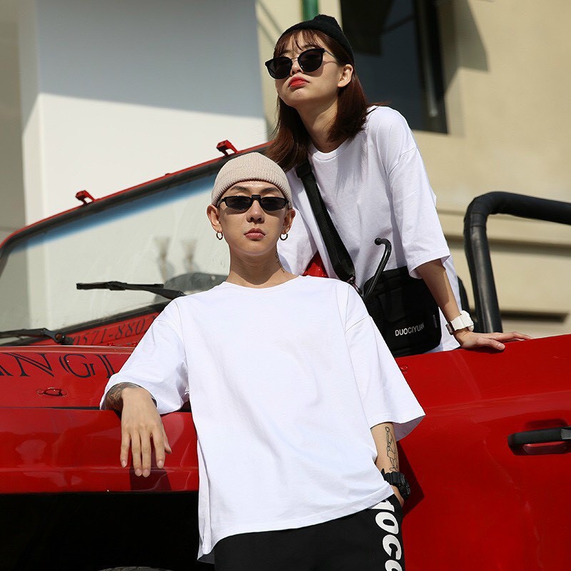Áo thun nam nữ unisex tay lỡ trơn chất thun co giãn 4 chiều