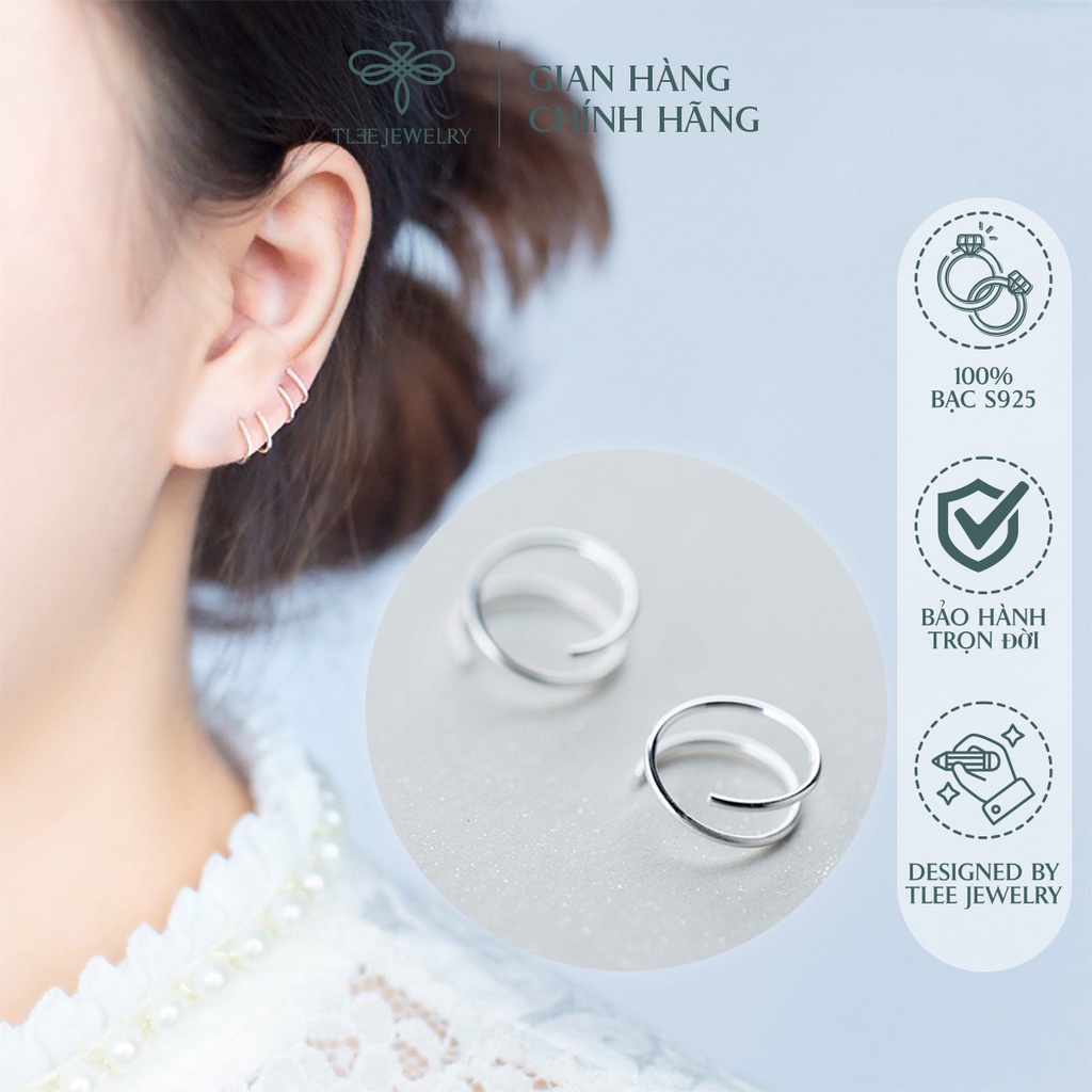 Khuyên tai bạc TLEE xoắn vòng basic cá tính NCJ B0139