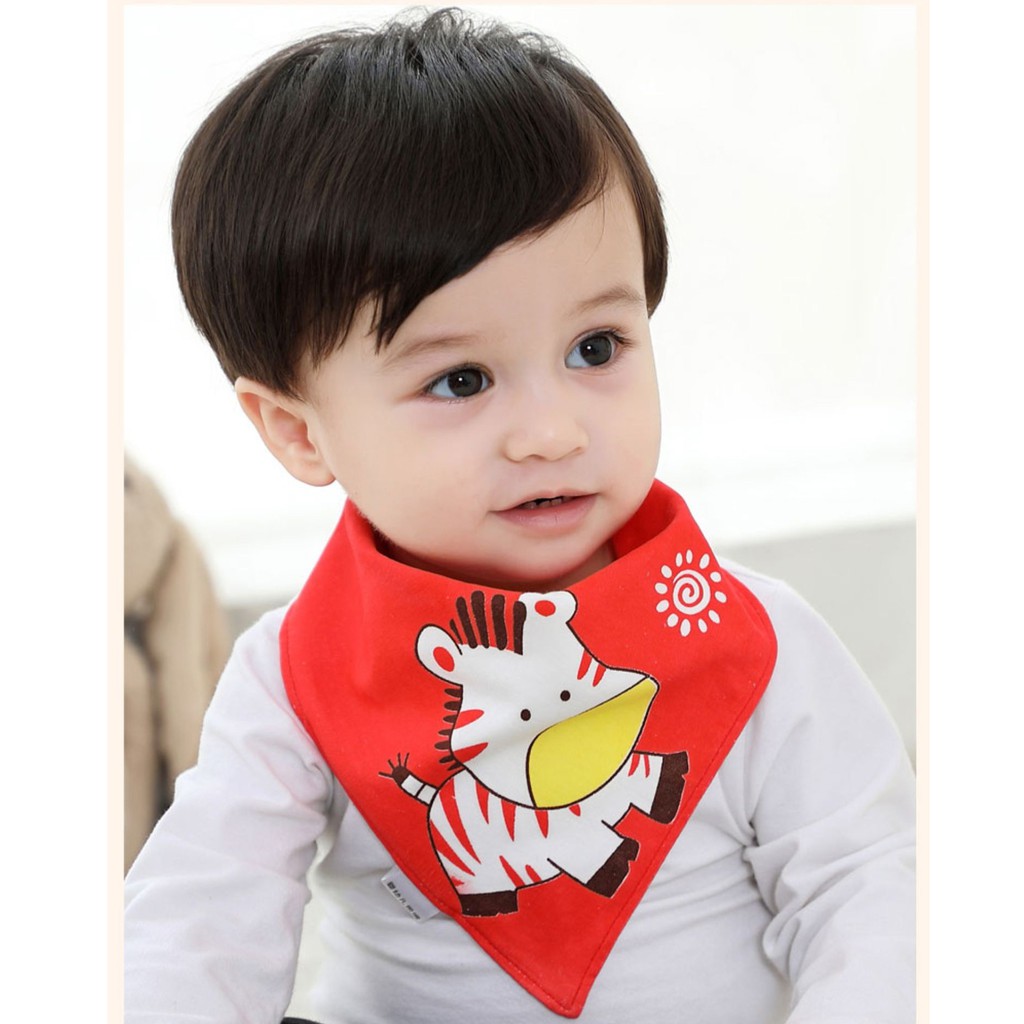 Set 5 Khăn yếm tam giác cotton có cúc bấm cho bé, Mẫu 2021 cao cấp xuất Nhật