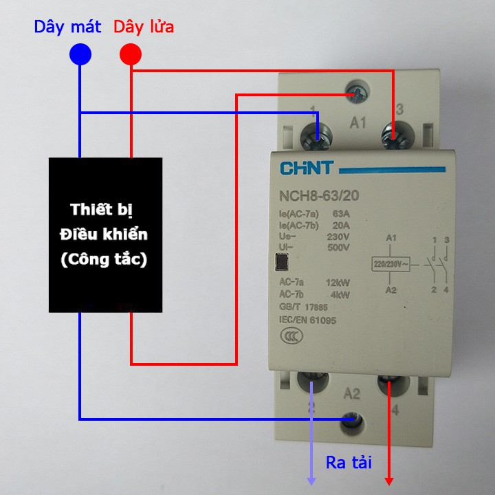 Khởi động từ 1 pha CHINT NCH8-25/20 NCH8-40/20 NCH8-63/20 25A 40A 63A 220V