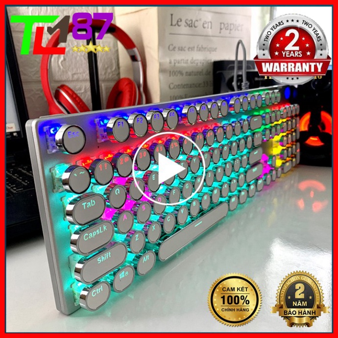 Bàn Phím Máy Vi Tính Laptop Chơi Game HP GK400Y LED 7 Màu RGB - Bàn phím Cơ Keyboard Gaming Có Dây