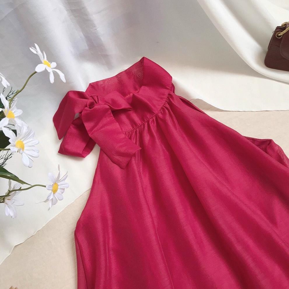 Đầm Cổ Yếm Đỏ- Váy Nữ Cổ Nó Nơ Cực Chất- Kiểu Dáng Hiện Đại, Sang Chảnh Phù Hợp Cho Các Nàng Đi Làm, Dạo Phố, Dự Tiệc .
