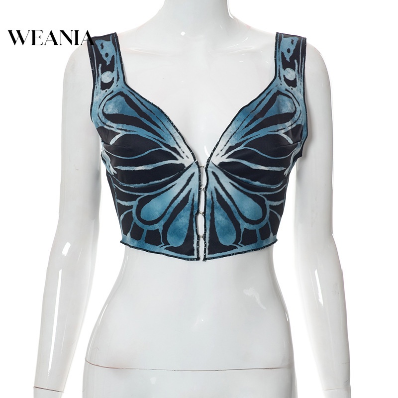 Áo Tank Top Hở Lưng In Hình Bướm Thời Trang Mùa Hè Cho Nữ D0322