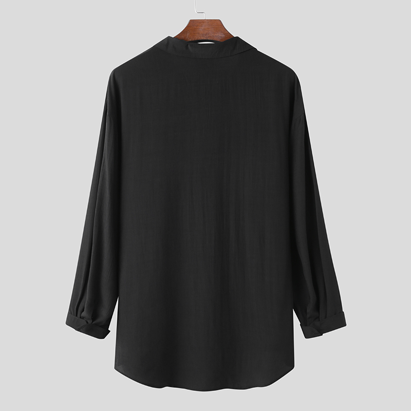 Áo sơ mi tay dài màu trơn thời trang thu đông cho nam