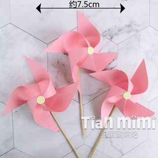 Phụ kiện trang trí bánh sinh nhật_Set 3 que chong chóng hồng