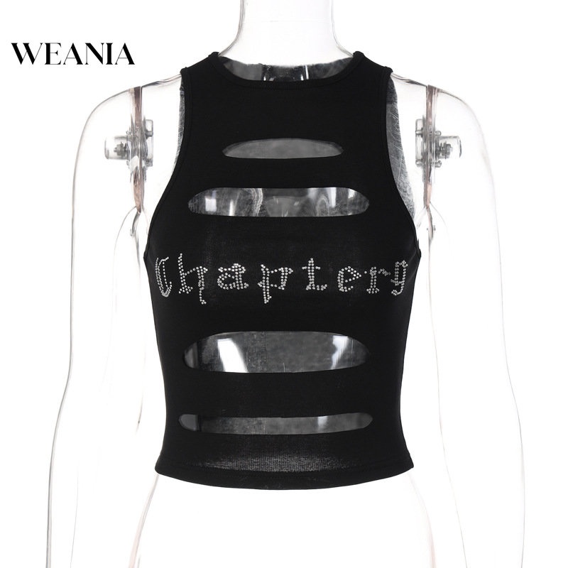 Áo Tank Top Cổ Tròn Đính Đá Lấp Lánh Thiết Kế Quyến Rũ Cho Nữ