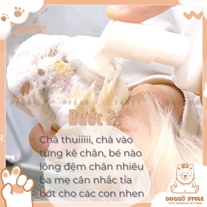 Bọt rửa chân chó mèo, làm sạch kẽ chân cho chó và mèo không cần rửa lại với nước 150Ml DORRIKEY kèm bàn chải