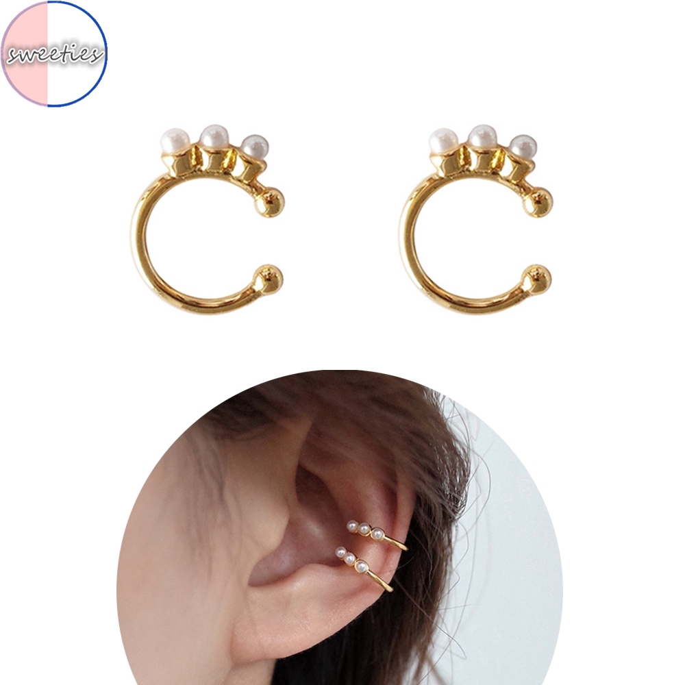 Khuyên Kẹp Vành Tai Đính Ngọc Trai Thời Trang Dành Cho Nữ