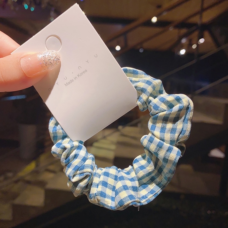 Dây chun buộc tóc vải Scrunchies sọc caro hàn quốc nhỏ xinh danh cho nữ Jelishop