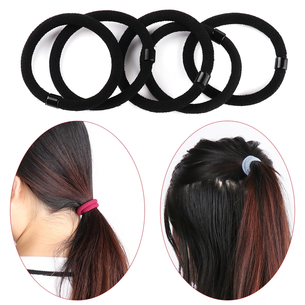 Bộ 5 dây buộc tóc co dãn màu trơn xinh xắn cho nữ