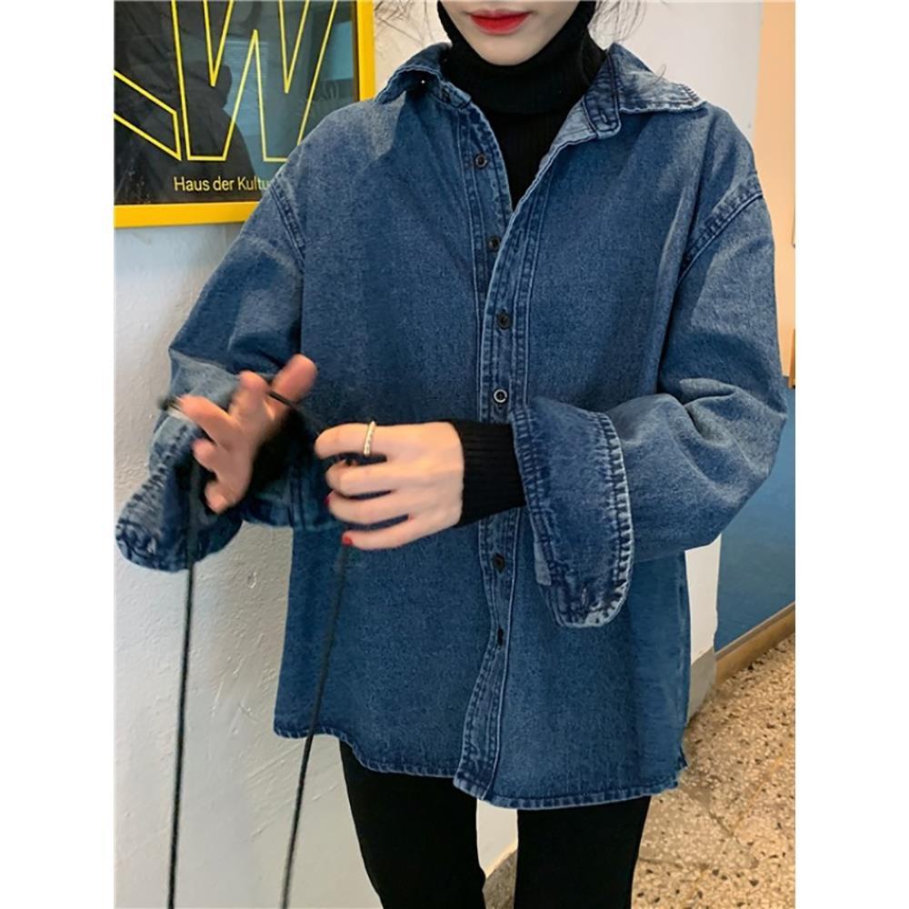 Áo Sơ Mi denim Tay Dài Thời Trang Hàn Quốc 2022