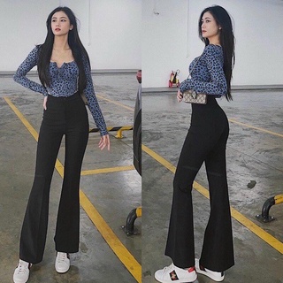 Quần Ống Loe Lưng Cao Legging Dáng Dài Phong Cách Ulzzang
