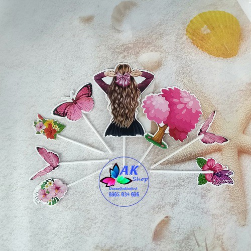 BỘ 8 TOPPER GIẤY - HOA HỒNG