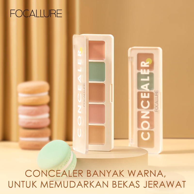 FOCALLURE 5 màu Kem che khuyết điểm Độ che phủ cao Chống thấm nước Lâu dài Tấm che khuyết điểm nhẹ