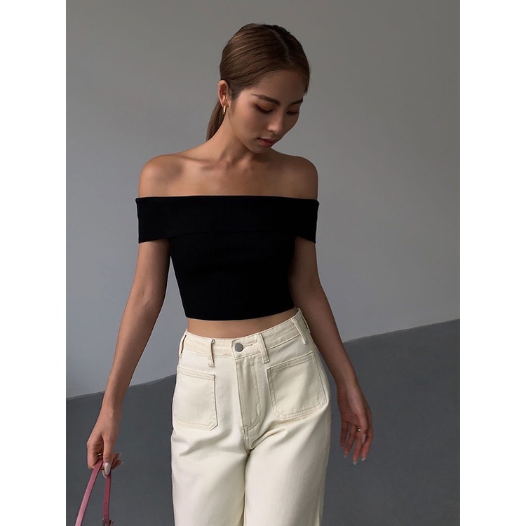 ℡☇Áo Thun Tay Ngắn Lệch Vai Màu Trắng Phong Cách Âu Mỹ Thời Trang Mùa Hè Mới 2022 Dành Cho Bạn Nữ