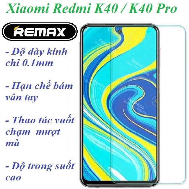 Kính Cường Lực Xiaomi Redmi K40 / Redmi K40 Pro / Redmi K40 Pro+ - Kính cường lực Trong Suốt Hãng Re
