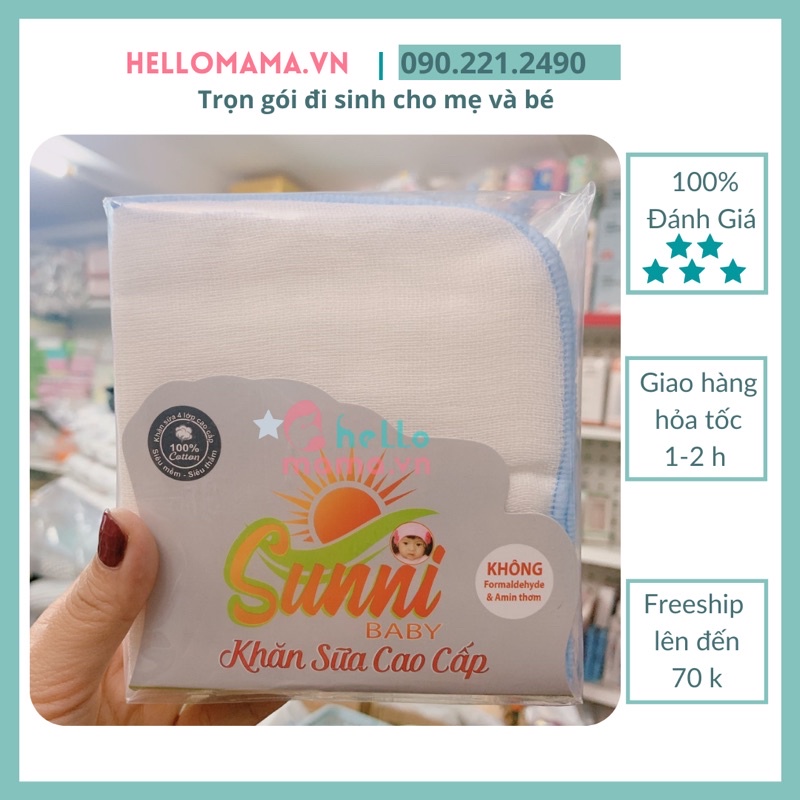 KHĂN SỮA  SUNNI DÀY 4 LỚP ( SIZE 25 X 38 CM ) dùng  để thấm sữa cho bé sơ sinh , lau mặt, tắm  siêu mềm và thấm hút tốt.