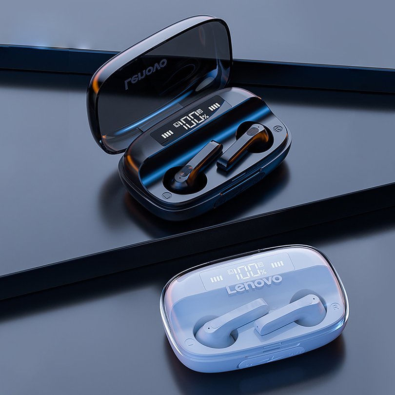 【giao hàng hôm nay>>>Lenovo QT81 Earbuds Wireless 5.0 True Gaming Headsets Touch Control LED Display Large Headphone Latency Buds Earphone