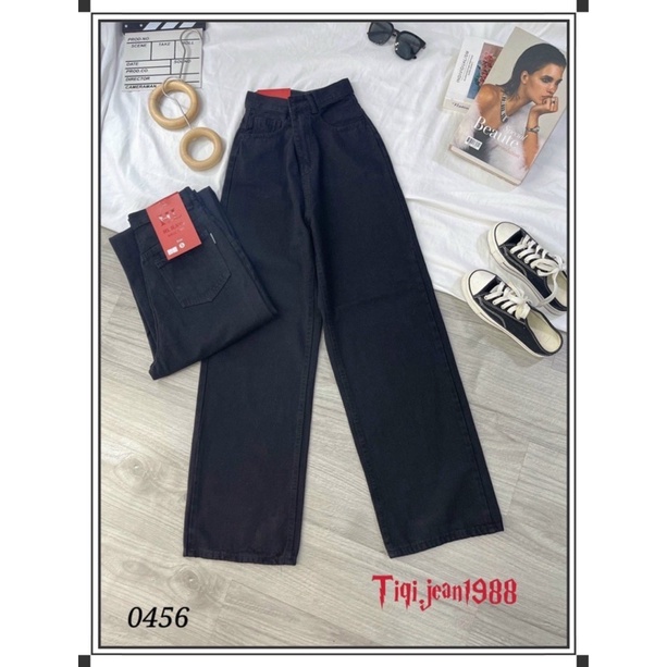 [kèm ảnh thật] Quần suông đen ống rộng, chất jean mềm từ tiqi.jean1988
