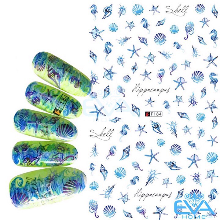 Miếng Dán Móng Tay 3D Nail Sticker Tráng Trí Hoạ Tiết Sinh Vật Biển Sea Animal F184