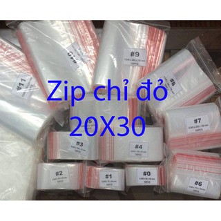 [Giá sỉ] 500gr Túi Zip Chỉ Đỏ - 20x30: Đựng 1kg bột, khô gà, quần áo nhỏ