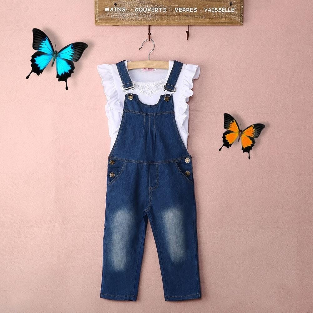 ღ♛ღ2PC New baby girls Summer Top+ pants Set Clothes T shirt Jeans casual suit