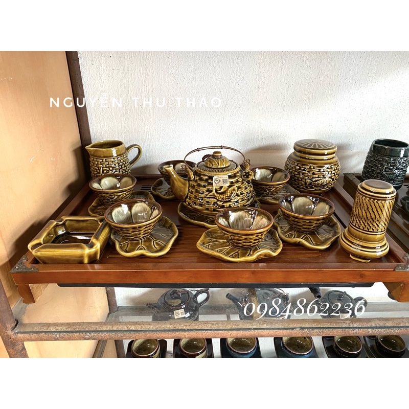 Bộ ấm chén sen cá nghệ nhân Tô Thanh Sơn Bát Tràng- Bộ trà Bát Tràng