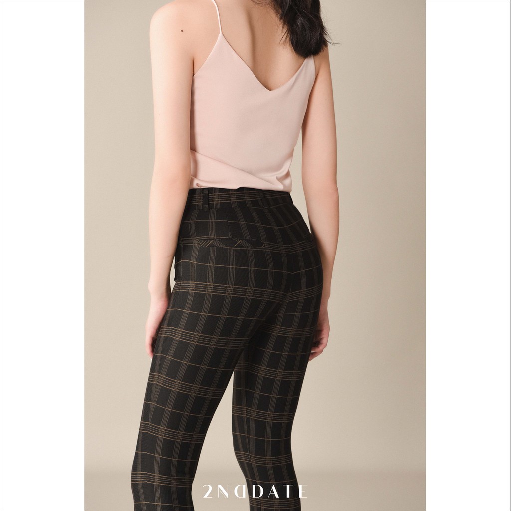 Quần legging nữ co giãn họa tiết kẻ 2NDDATE TR008BC