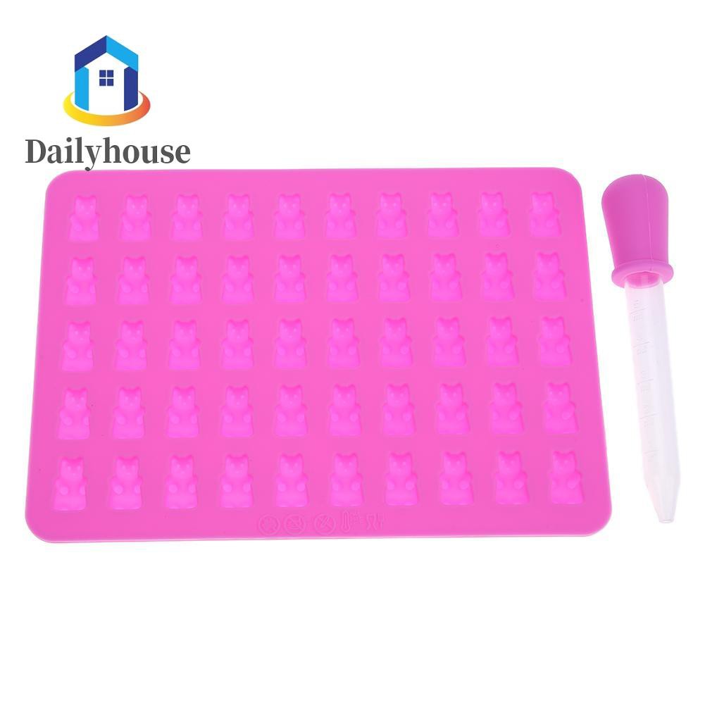 Handmade Tools 50 Grids Bear Silicone Chocolate Candy Cake Mold Ice Cube Tray Baking Mould