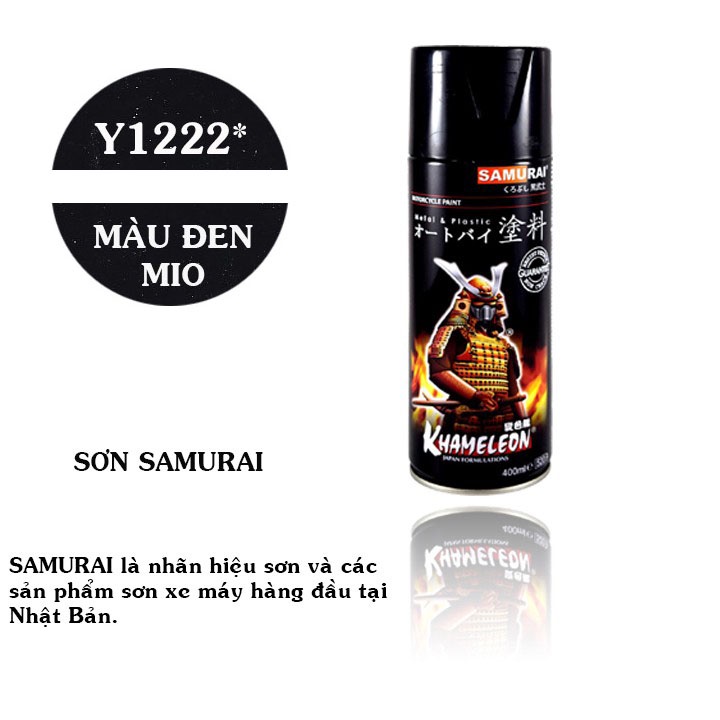 Sơn Samurai màu đen Mio Y1222 chính hãng, sơn xịt dàn áo xe máy chịu nhiệt, chống nứt nẻ, kháng xăng