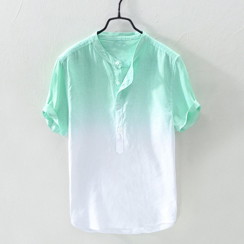 Áo Sơ Mi Cotton Nhuộm Màu Gradient Thoáng Khí Thời Trang Mùa Hè Cho Nam