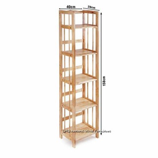 [Loại 1,8cm] Kệ Gỗ Giá Sách Đa Năng 40cm 5 Tầng Bằng Gỗ Cao Su Tự Nhiên( Hàng Xuất Khẩu)