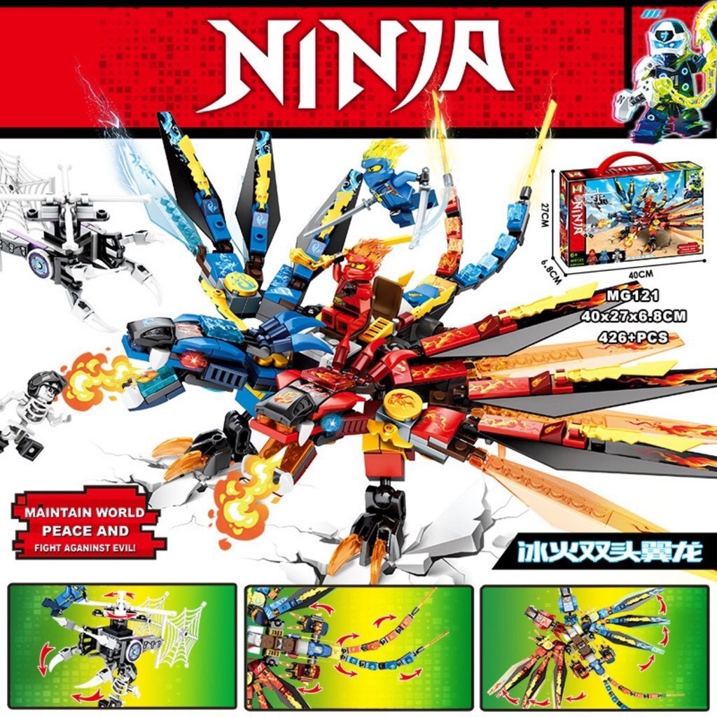 Đồ chơi xếp hình Ninjago rồng hai đầu 426 chi tiết MG121 cho bé vui chơi sáng tạo