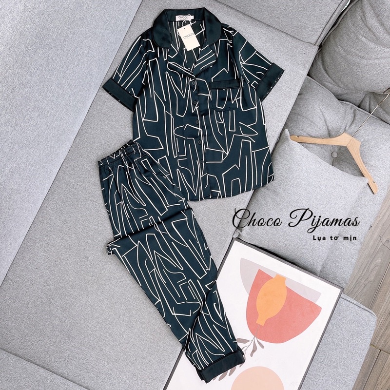 bộ lụa hãng sam choco hoạ tiết trang nhã đẹp chuẩn ảnh